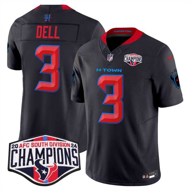 Mens Houston Texans #3 Tank Dell Navy 2nd Alternate F.U.S.E. 2024 AFC South Division Champions Vapor Limited Stitched Jersey